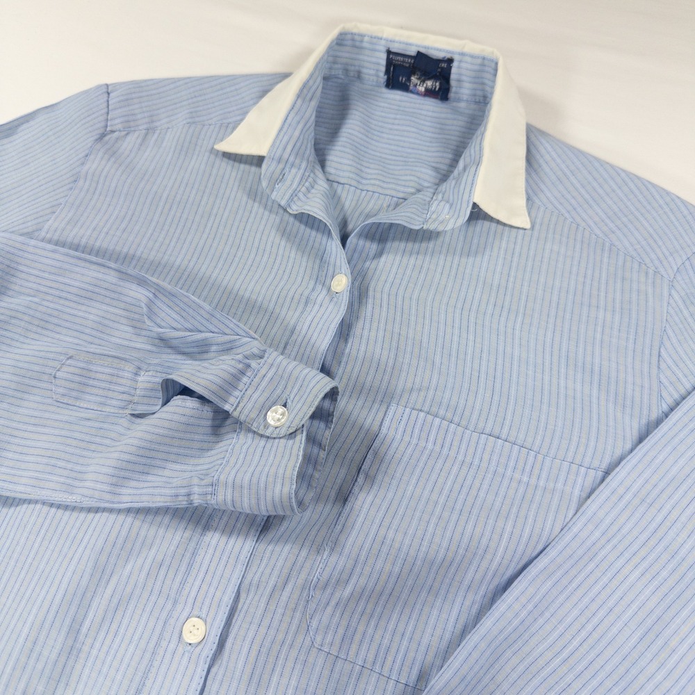Vintage Daniel Hechter Paris Women Blue Button Down Shirt Sz 7 SEE DESCRIPTION